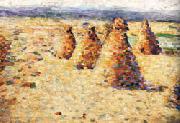 Charles Angrand Hay ricks in Normandy oil on canvas